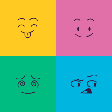 Picture of expressive faces for the customized business simulations option of GingrTech.